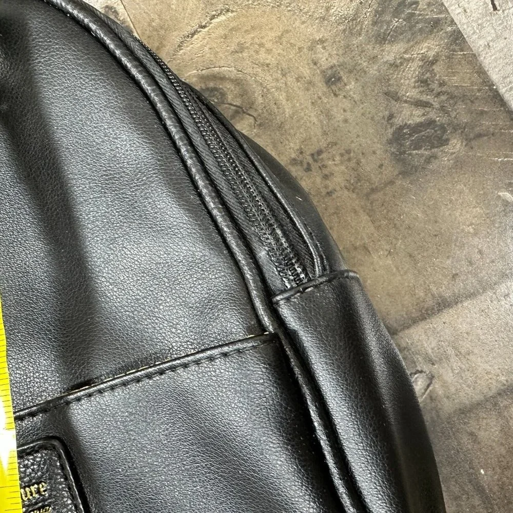 Black Faux Leather Designer Mini Backpack Juicy Couture‎